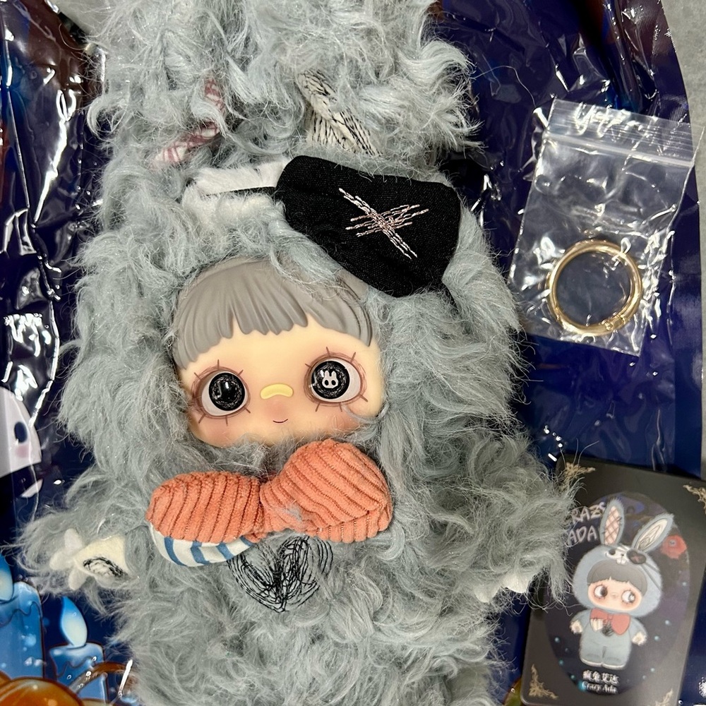 Adorable Meymei Plush Rabbit Doll with Gray Outfit